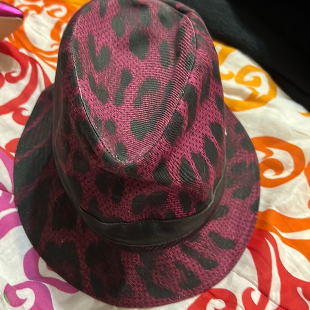 Roberto Cavalli leopard hot pink fedora new
